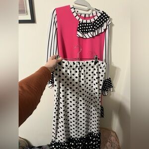 Pink and Black Polka Dot shirt and skirt